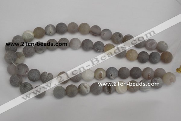 CAG1840 15.5 inches 14mm round matte druzy agate beads whholesale