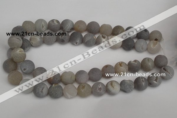 CAG1841 15.5 inches 16mm round matte druzy agate beads whholesale