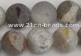 CAG1842 15.5 inches 18mm round matte druzy agate beads whholesale