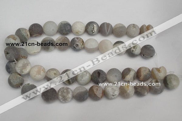 CAG1842 15.5 inches 18mm round matte druzy agate beads whholesale