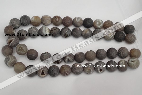 CAG1845 15.5 inches 16mm round matte druzy agate beads whholesale