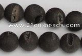 CAG1848 15.5 inches 14mm round matte druzy agate beads whholesale