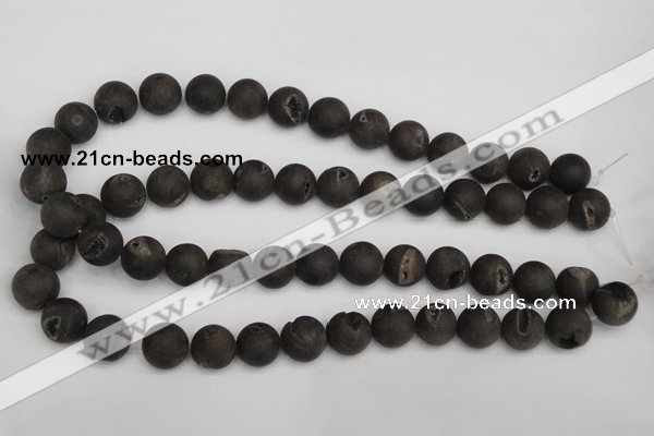 CAG1848 15.5 inches 14mm round matte druzy agate beads whholesale