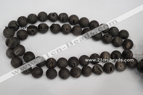 CAG1849 15.5 inches 16mm round matte druzy agate beads whholesale