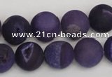 CAG1852 15.5 inches 14mm round matte druzy agate beads whholesale