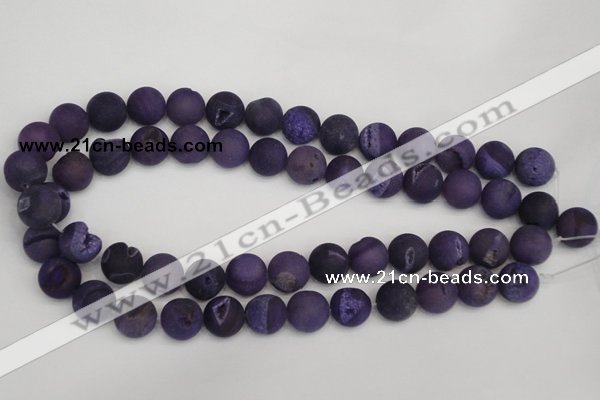 CAG1852 15.5 inches 14mm round matte druzy agate beads whholesale