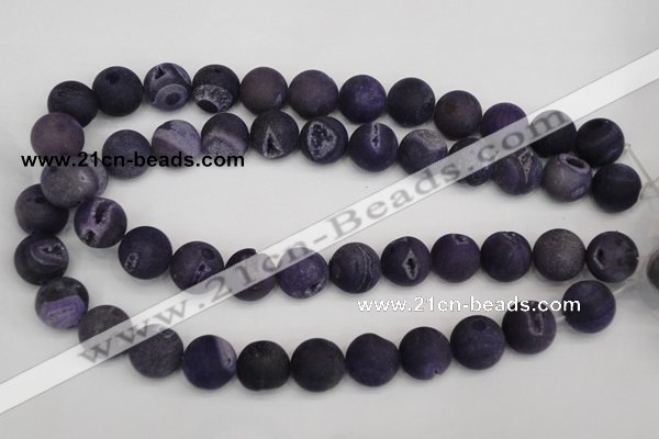 CAG1853 15.5 inches 16mm round matte druzy agate beads whholesale