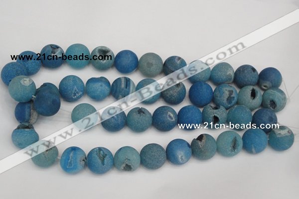 CAG1858 15.5 inches 18mm round matte druzy agate beads whholesale