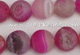 CAG1862 15.5 inches 16mm round matte druzy agate beads whholesale