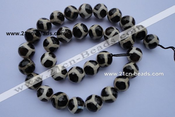 CAG1874 15.5 inches 14mm faceted round tibetan agate beads wholesale