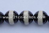 CAG1880 15.5 inches 10mm faceted round tibetan agate beads wholesale