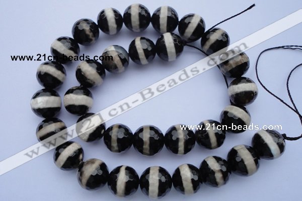 CAG1880 15.5 inches 10mm faceted round tibetan agate beads wholesale