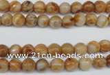 CAG1885 15.5 inches 6mm faceted round lemon crazy lace agate beads
