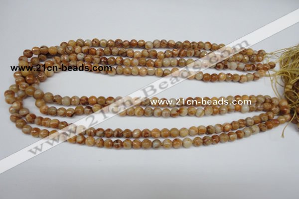 CAG1885 15.5 inches 6mm faceted round lemon crazy lace agate beads