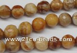 CAG1887 15.5 inches 10mm faceted round lemon crazy lace agate beads