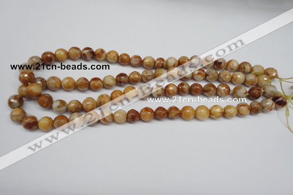 CAG1887 15.5 inches 10mm faceted round lemon crazy lace agate beads