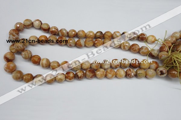 CAG1888 15.5 inches 12mm faceted round lemon crazy lace agate beads