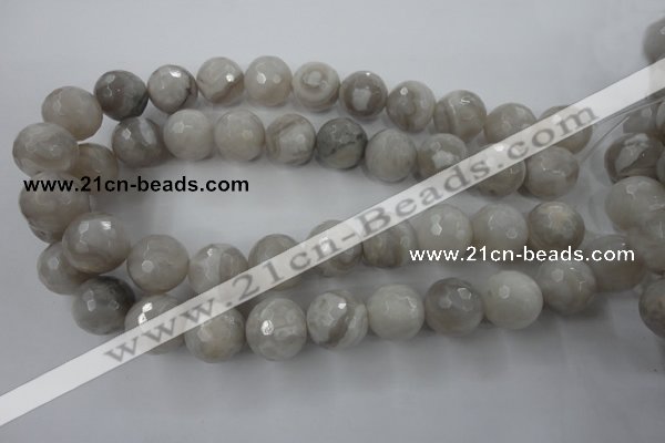 CAG1910 15.5 inches 18mm faceted round grey agate beads wholesale