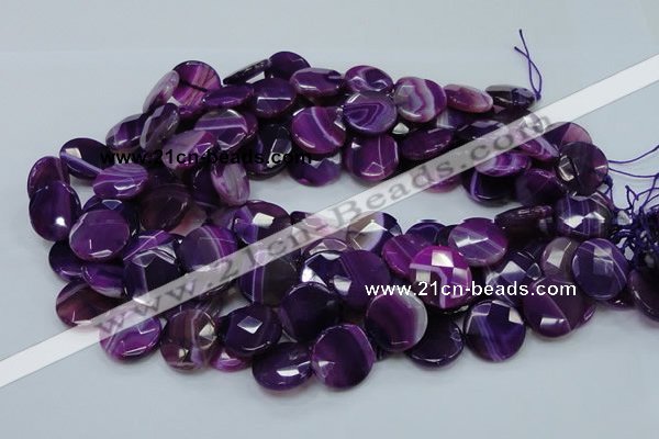 CAG203 15.5 inches 20mm faceted coin purple agate gemstone beads