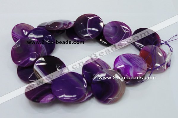 CAG204 15.5 inches 40mm faceted coin purple agate gemstone beads