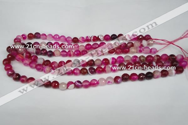 CAG2085 15.5 inches 6mm faceted round fuchsia line agate beads