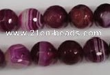 CAG2088 15.5 inches 12mm faceted round fuchsia line agate beads