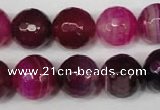 CAG2089 15.5 inches 14mm faceted round fuchsia line agate beads