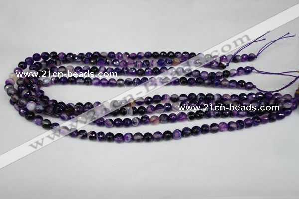 CAG2094 15.5 inches 6mm faceted round purple line agate beads