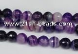 CAG2095 15.5 inches 8mm faceted round purple line agate beads