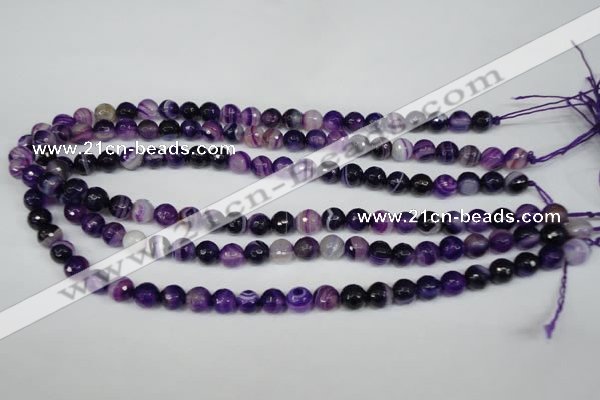 CAG2095 15.5 inches 8mm faceted round purple line agate beads