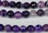 CAG2096 15.5 inches 10mm faceted round purple line agate beads