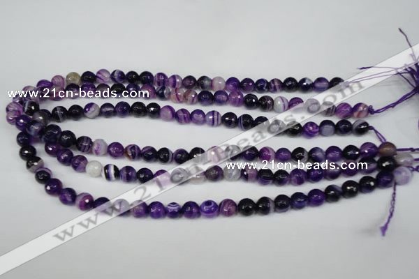 CAG2096 15.5 inches 10mm faceted round purple line agate beads