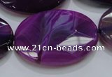 CAG210 15.5 inches 25*35mm faceted oval purple agate gemstone beads