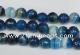 CAG2103 15.5 inches 6mm faceted round blue line agate beads