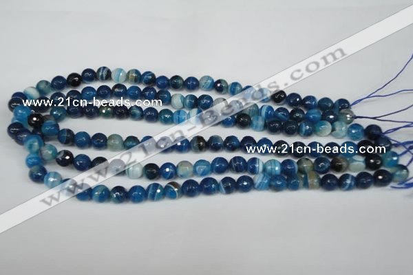 CAG2103 15.5 inches 6mm faceted round blue line agate beads