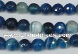 CAG2105 15.5 inches 10mm faceted round blue line agate beads