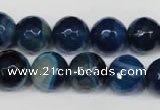 CAG2106 15.5 inches 12mm faceted round blue line agate beads