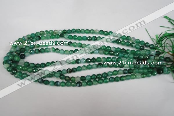 CAG2112 15.5 inches 6mm faceted round green line agate beads