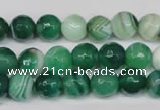 CAG2114 15.5 inches 10mm faceted round green line agate beads