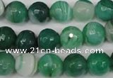 CAG2115 15.5 inches 12mm faceted round green line agate beads