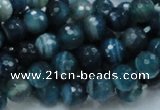 CAG214 15.5 inches 8mm faceted round blue agate gemstone beads