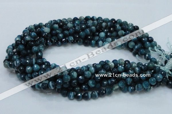 CAG214 15.5 inches 8mm faceted round blue agate gemstone beads