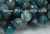 CAG215 15.5 inches 10mm faceted round blue agate gemstone beads