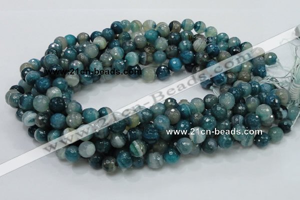 CAG215 15.5 inches 10mm faceted round blue agate gemstone beads
