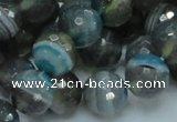 CAG216 15.5 inches 12mm faceted round blue agate gemstone beads