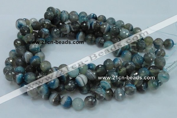 CAG216 15.5 inches 12mm faceted round blue agate gemstone beads