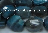 CAG217 15.5 inches 15*20mm faceted nugget blue agate gemstone beads