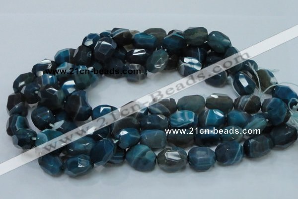 CAG217 15.5 inches 15*20mm faceted nugget blue agate gemstone beads