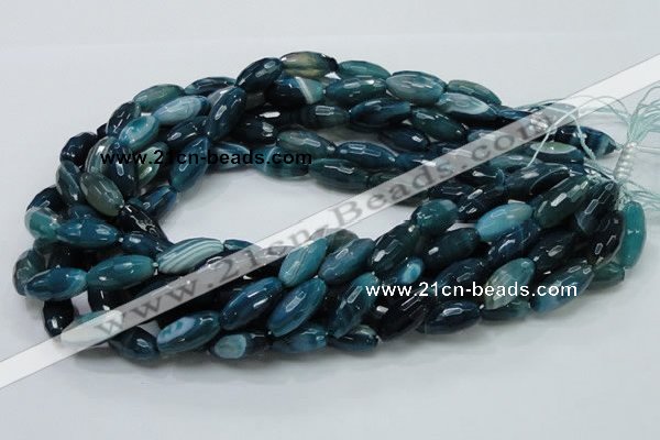 CAG218 15.5 inches 10*20mm faceted rice blue agate gemstone beads