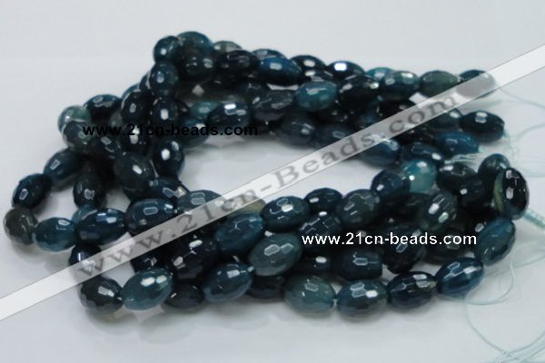 CAG219 15.5 inches 13*18mm faceted rice blue agate gemstone beads